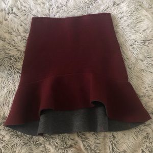 Burgundy Skater Style High Low Skirt